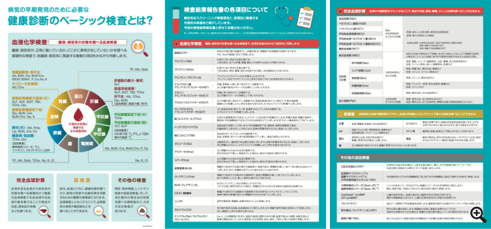 IDEXX社の健康診断結果リーフレット