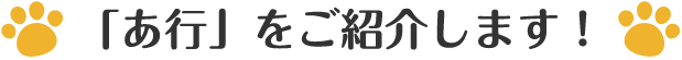 「あ行」をご紹介します！